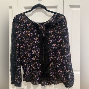 Joie black floral blouse